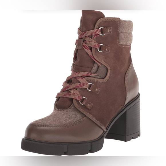 Naturalizer Shoes - NATURALIZER Myla Brown Leather Heeled Lace Up Boots (US 9)
